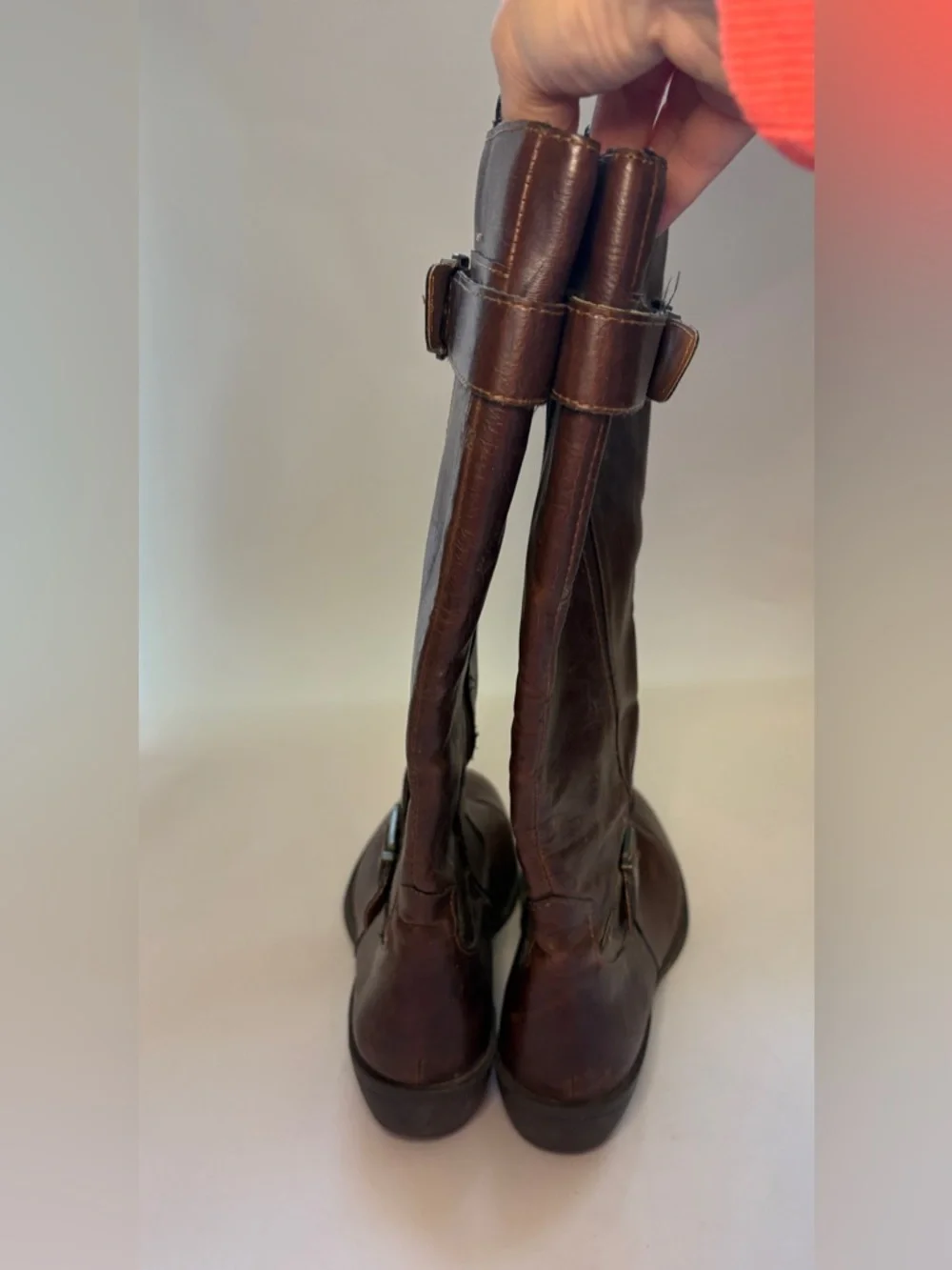 b.o.c. Lampards Dark Brown Leather‎ Over-the-Knee Buckle Boots Size 10